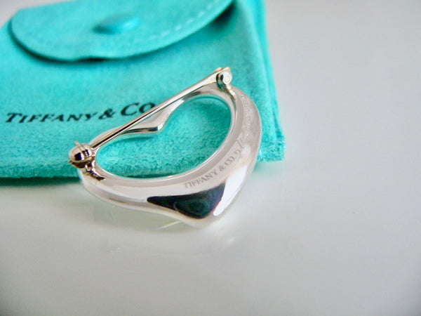 Tiffany & Co Silver Peretti Open Heart Brooch Pin Rare Gift Love Pouch