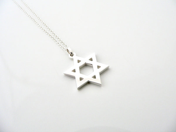 Tiffany & Co Peretti Star of David Necklace Pendant Chain GIft Pouch 18 Inch Longer Length