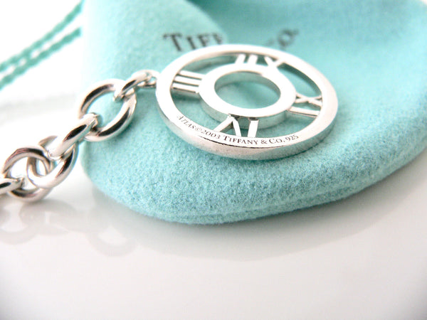 Tiffany & Co Silver Atlas Charm Toggle Circle Necklace Pendant Link Chain Gift