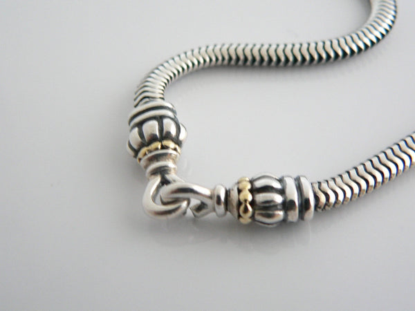 Lagos Caviar Silver 18K Gold Bead Link Necklace Pendant Snake Hook Chain Gift