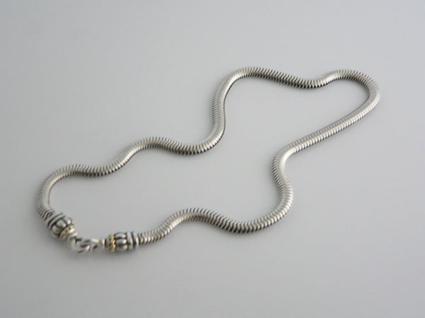 Lagos Caviar Silver 18K Gold Bead Link Necklace Pendant Snake Hook Chain Gift