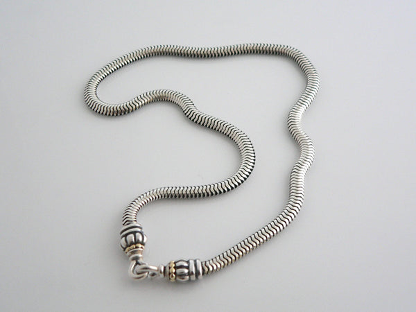 Lagos Caviar Silver 18K Gold Bead Link Necklace Pendant Snake Hook Chain Gift