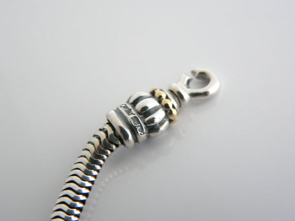 Lagos Caviar Silver 18K Gold Bead Link Necklace Pendant Snake Hook Chain Gift