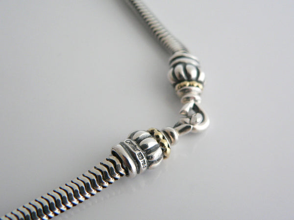 Lagos Caviar Silver 18K Gold Bead Link Necklace Pendant Snake Hook Chain Gift