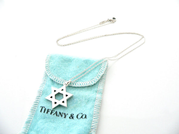 Tiffany & Co Peretti Star of David Necklace Pendant Chain GIft Pouch 18 Inch Longer Length