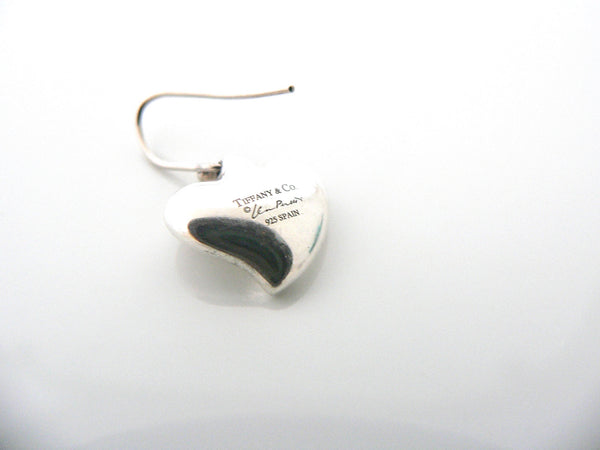 Tiffany & Co Silver Peretti Carved Heart Dangle Dangling Earrings Gift Love Art