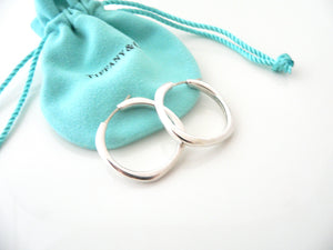Tiffany & Co Silver Cushion Square Hoop Earrings Large Classic Gift Pouch Love Anniversary Rare