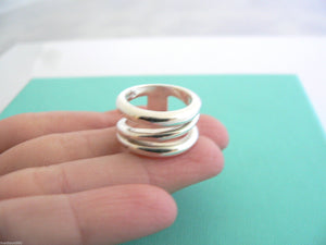 Tiffany & Co Silver Wide Diagonal Ring Band Sz 6.25 Rare Gift love Statement