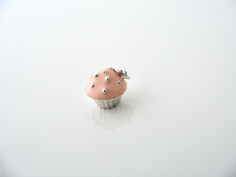 Tiffany & Co Silver Pink Enamel Cupcake Charm Pendant 4 Necklace Bracelet Gift