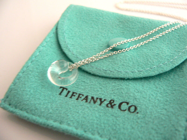 Tiffany & Co Silver Peretti Rock Crystal Eternal Circle Necklace Pendant Gift