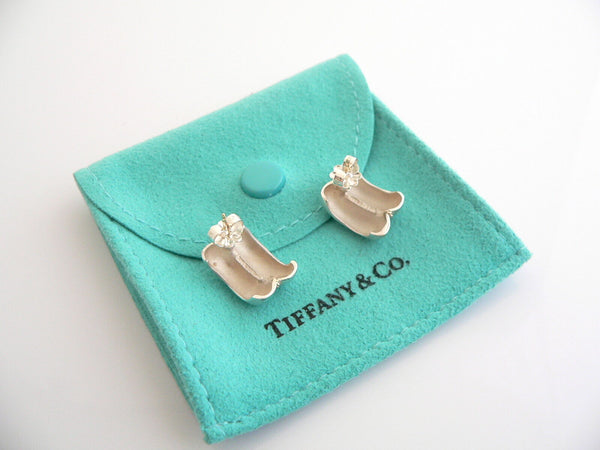 Tiffany & Co Silver 14K Gold Rope Earrings Studs Rare Gift Pouch Love