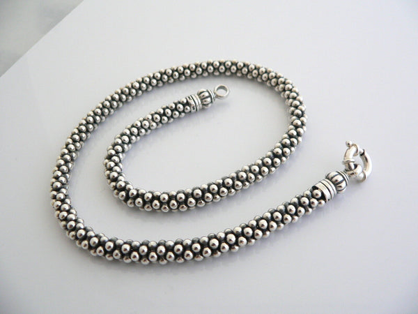 Lagos Caviar Silver Multi Bead Link Necklace Pendant Hook Chain Heavy Gift Love