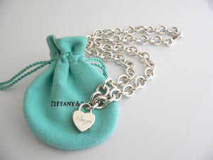 Tiffany & Co Silver I Love You Heart Padlock Lock Necklace Pendant Charm Gift