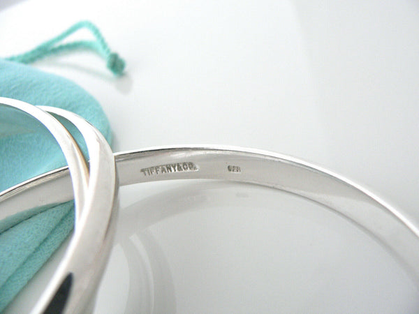 Tiffany & Co Silver Triple Rolling Interlocking Bracelet Bangle Rare Gift Pouch