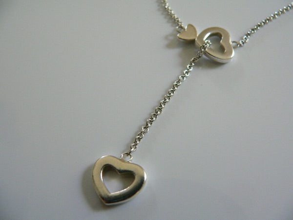 Tiffany & Co Silver Heart Lariat Necklace Pendant Chain Charm Link Gift Love