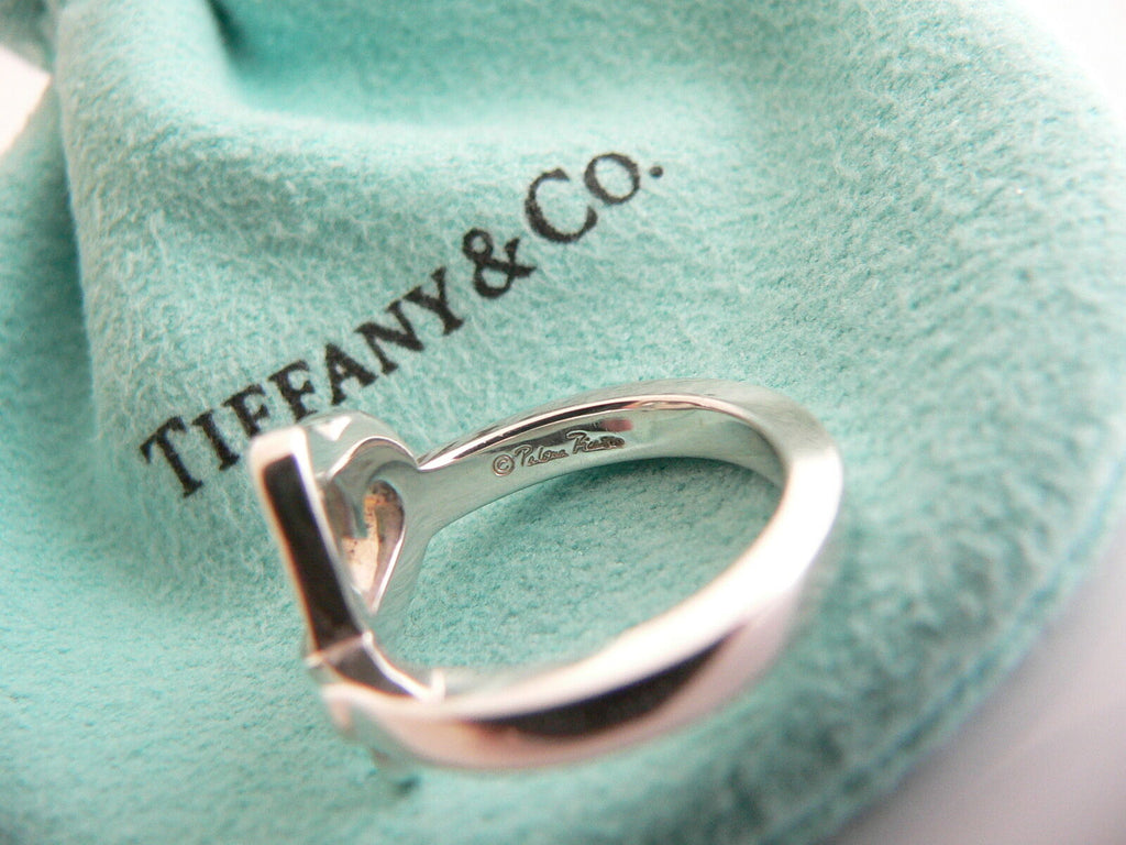 Tiffany & Co Silver Picasso Diamond Loving Heart Ring Band Sz 5