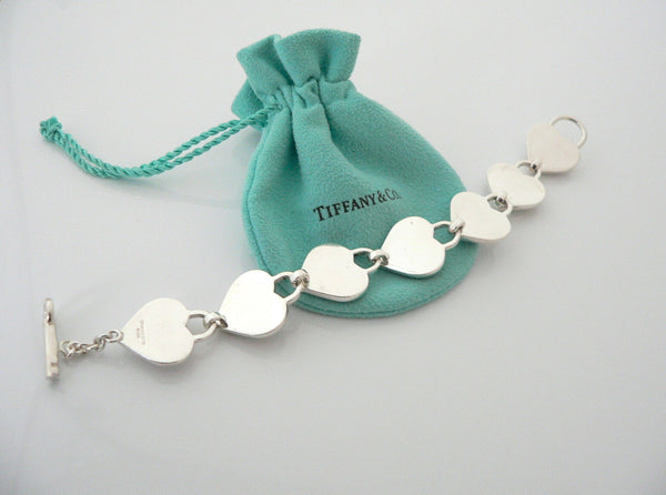 Tiffany & Co Silver 18K Gold Heart Key Hole Padlock Toggle Bracelet Gift Pouch