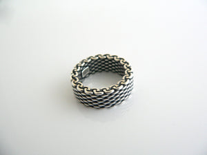 Tiffany & Co Silver Oxidized Mesh Stacking Ring Band Sz 5 Love Gift