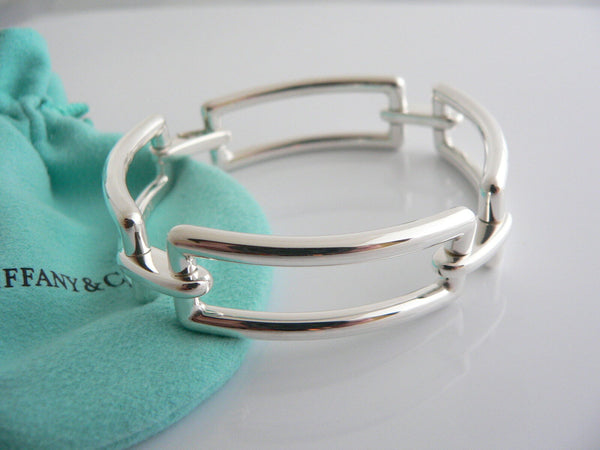 Tiffany & Co Silver Rectangle Link Bracelet Bangle Chain Gift Pouch Love Classic