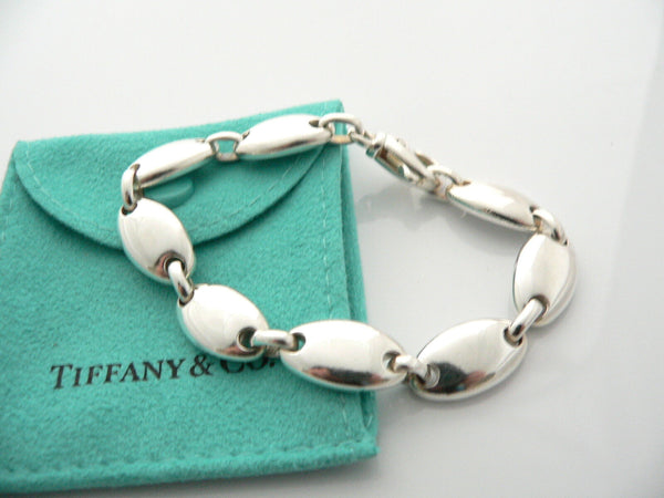 Tiffany & Co Silver Pebble Bracelet Bangle Rare Link Chain 7.5 Inches Gift
