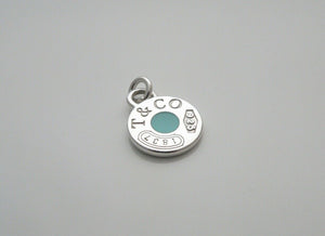 Tiffany & Co 1837 Blue Enamel Circle Pendant Charm For Bracelet Necklace Silver