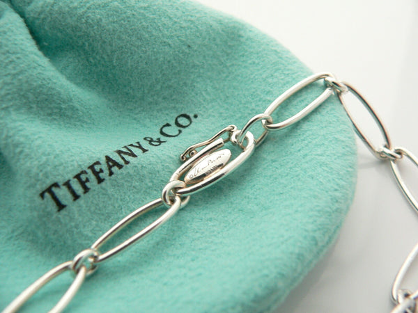 Tiffany & Co Peretti Silver Open Heart Bracelet Bangle Link Chain Gift Pouch