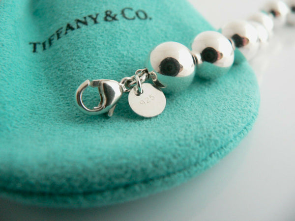 Tiffany & Co Silver Ball Bead Bracelet Bangle 8 Inch Longer Length Gift Pouch