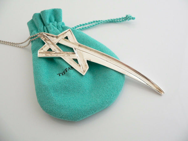 Tiffany & Co Silver XL Large Shooting Star Necklace Pendant 35 Inch Gift Pouch