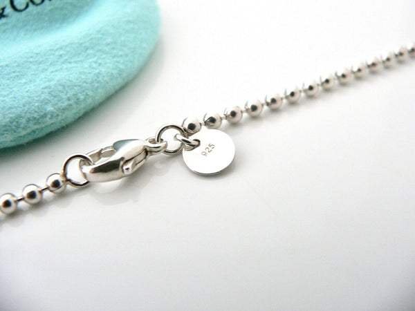 Tiffany & Co Silver Large Oval Locket Necklace Pendant 34 Inch Long Bead Chain XL Gift Love