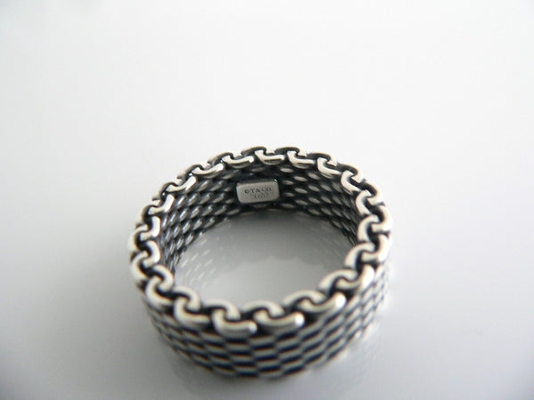 Tiffany & Co Sterling Silver Oxidized Mesh Stacking Ring Band Sz 6 Mint Gift