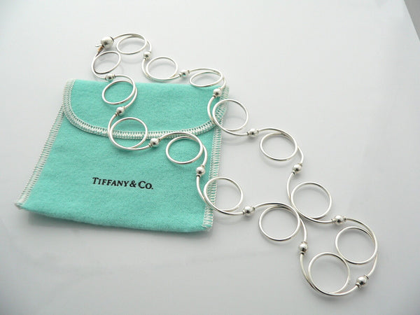 Tiffany & Co Bead Necklace Pendant Link Chain Swirly Twirl Gift Pouch Birthday