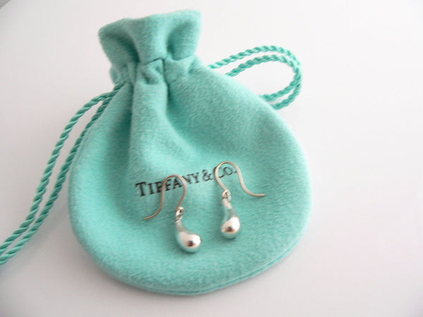 Tiffany & Co Silver Peretti Tear Teardrop Dangle Dangling Earrings Gift Pouch
