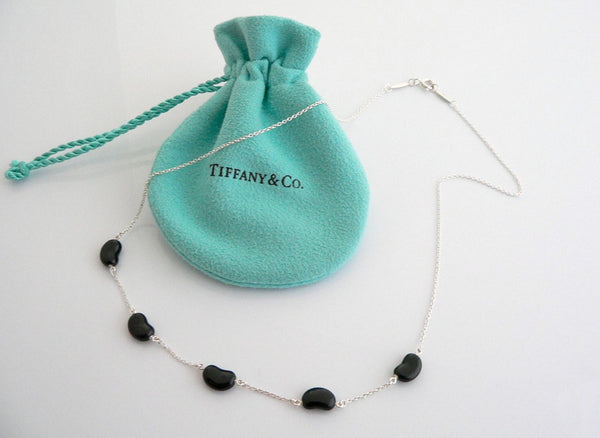 Tiffany & Co Peretti Jade Bean Necklace Black Pendant Charm Chain Love Gift Cool