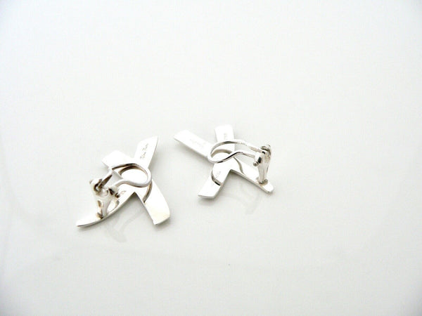 Tiffany & Co Picasso Kiss Earrings X Clip Omega Backs Silver Love Gift Classic