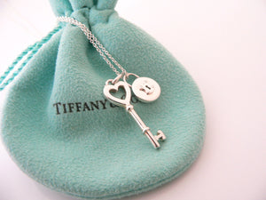 Tiffany Co Silver Heart Key Locks Necklace Pendant Charm Chain Gift Pouch Love