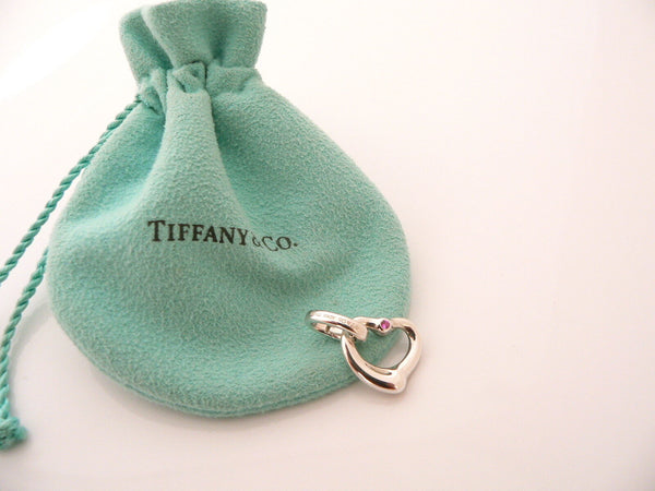 Tiffany & Co Silver Peretti Pink Sapphire Heart Charm Clasp 4 Necklace Bracelet