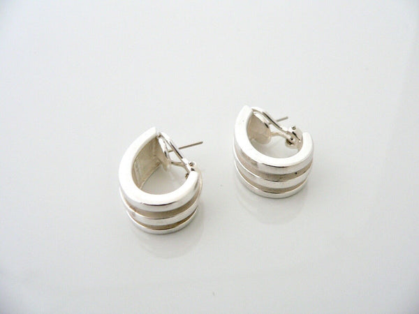 Tiffany & Co Atlas Stripe Shell Shrimp Pierced Earrings Rare Silver Gift Classic