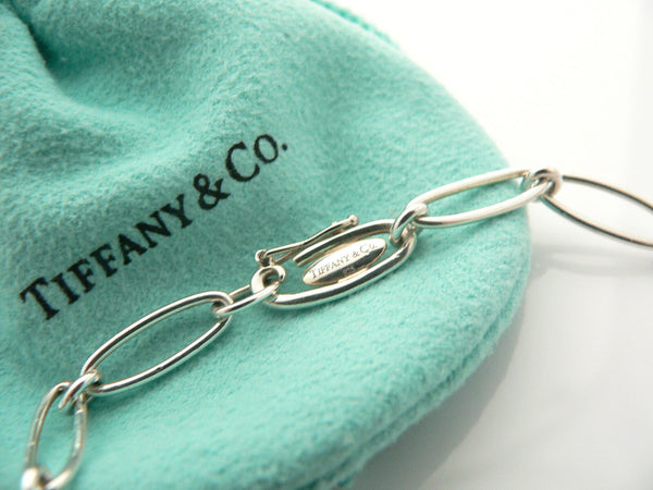 Tiffany & Co Peretti Silver Open Heart Bracelet Bangle Link Chain Gift Pouch