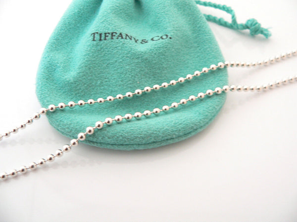 Tiffany & Co Heart Arrow Necklace Silver Large Pendant Long Bead Chain Gift Art