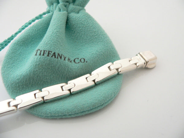Tiffany & Co Silver Rectangle ID Link Bracelet Bangle Gift Pouch Personalize