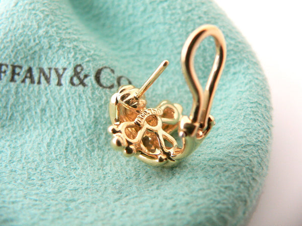 Tiffany & Co 18K Gold Signature X Earrings Studs Omega Backs Gift Pouch Box Love