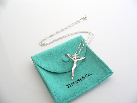 Tiffany & Co Silver Cross Crucifix Necklace Pendant 18 inch Chain Gift Pouch