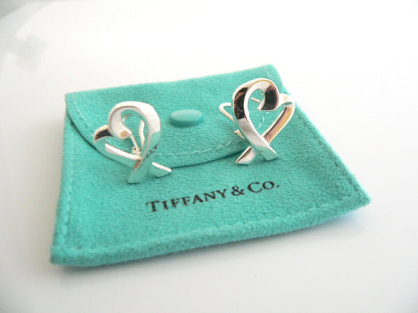 Tiffany & Co Silver Picasso Large Loving Heart Earrings Studs Rare Gift Pouch