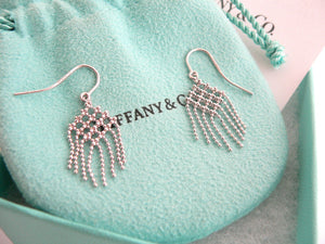 Tiffany & Co 18K Gold Fringe Flower Bead Dangling Dangle Earrings Gift Pouch Box