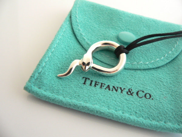 Tiffany & Co Peretti Snake Necklace Pendant Charm 18 In Silk Cord Nature Gift