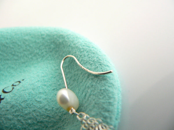 Tiffany & Co Silver Large 3 Inch Pearl Mesh Drop Dangling Dangle Earrings Gift