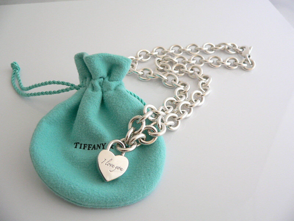 Tiffany & Co I Love You Heart Padlock Lock Necklace