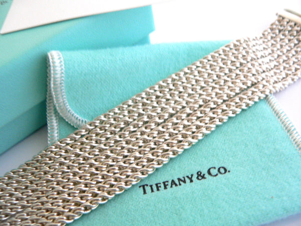 Tiffany & Co Silver 9 Nine Cable Rope Link Bracelet Bangle Gift Love Pouch