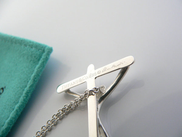 Tiffany & Co Silver Cross Crucifix Necklace Pendant 18 inch Chain Gift Pouch