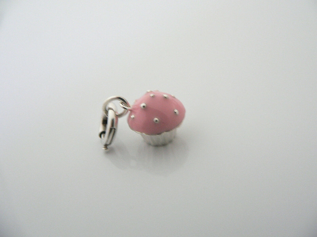 Tiffany Co Silver Pink Enamel Cupcake Charm Pendant Clasp 4